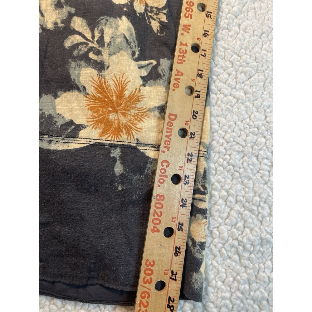 Free People Pants Womens XL Gray Linen Blend Wide Leg Floral Ankle Pull On Boho - Picture 3 of 9
